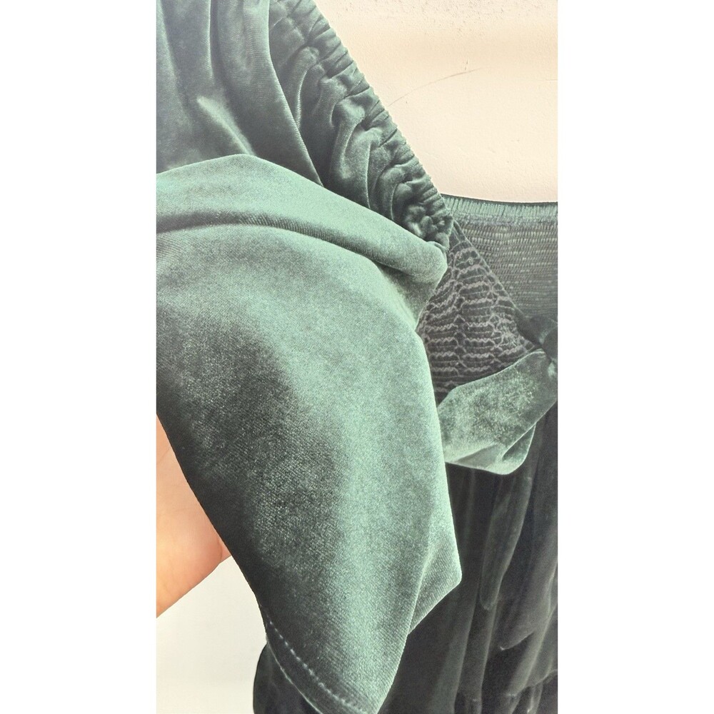 Chelsea & Violet size L Women’s Green Velvet Smocked Babydoll Mini Dress - Picture 7 of 15